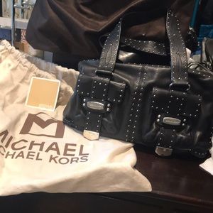 MICHAEL Michael Kors Black Leather Studded Bag